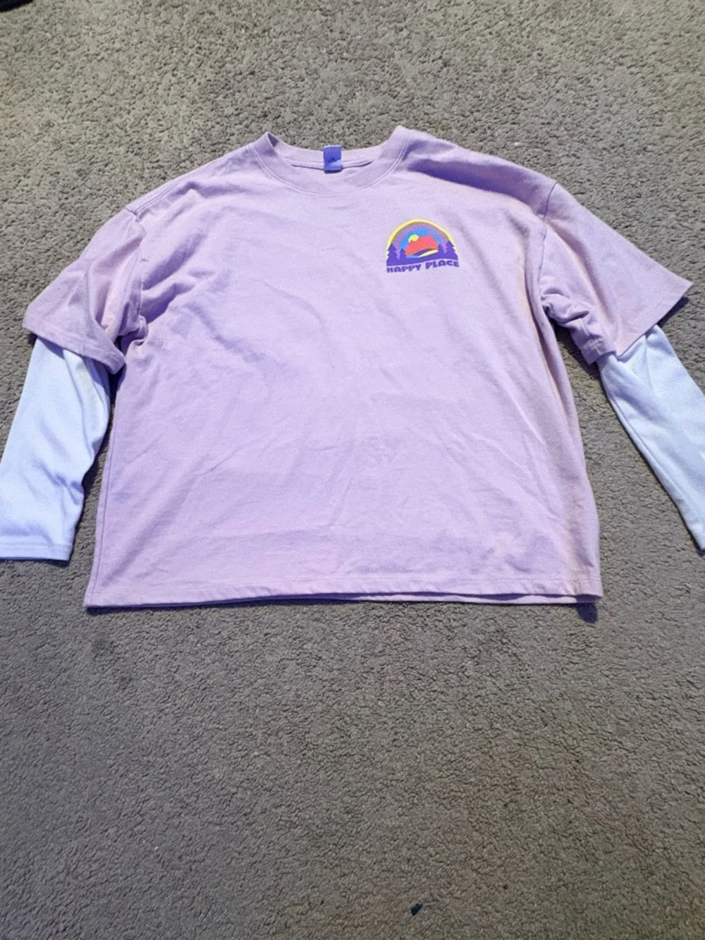 happy place short on long sleeve - girls 14-16